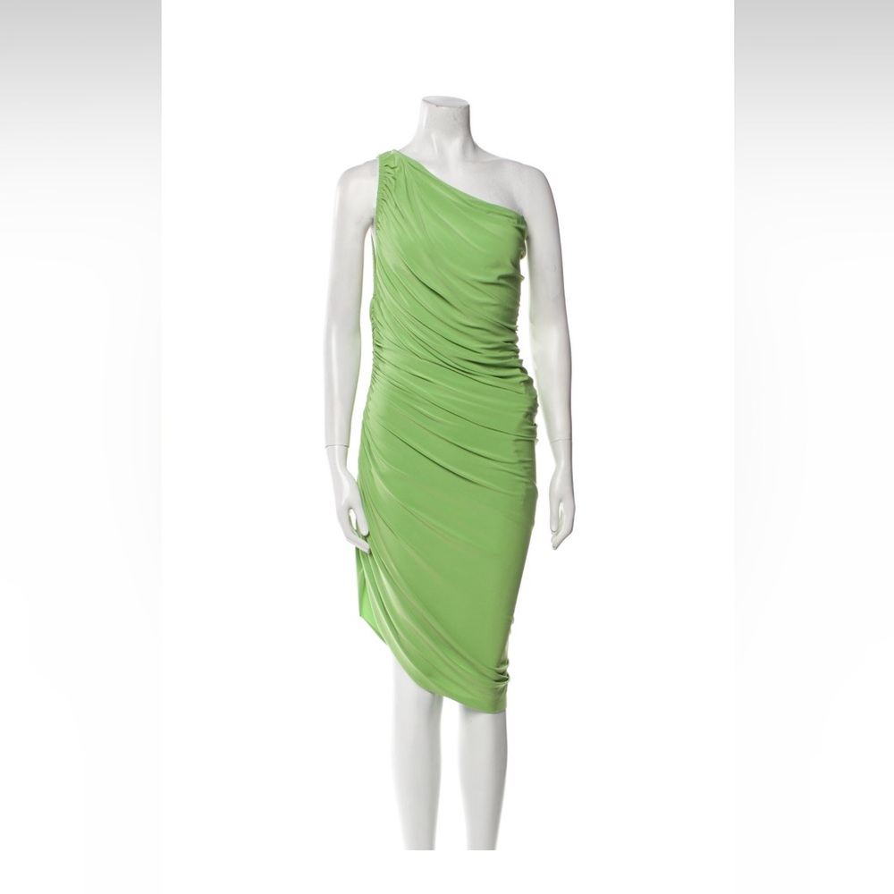 Norma Kamali Lime One-Shoulder Dress - M